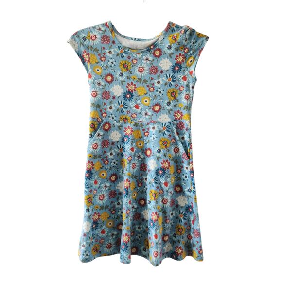 Wonder Nation Girls Floral Dress Medium 7-8 Fall Flowers Shorts Sleeve Excellent - Picture 1 of 4